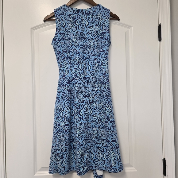 J McLaughlin Catalina Cloth Faux Wrap Side Tie Blue Sleeveless Dress Size Small - Picture 6 of 7
